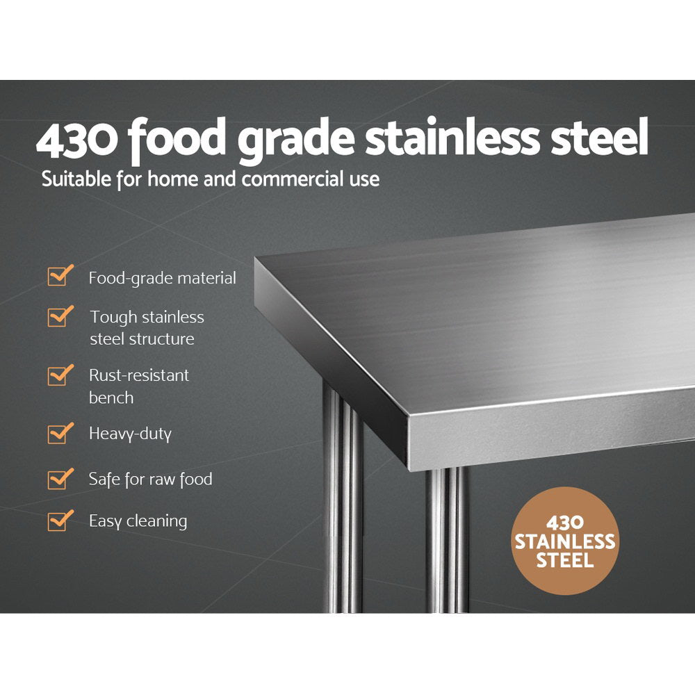 610 x 1829mm Commercial Stainless Steel Kitchen Bench - image3