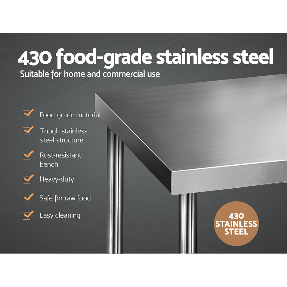 1829 x 762mm Commercial Stainless Steel Kitchen Bench - image3