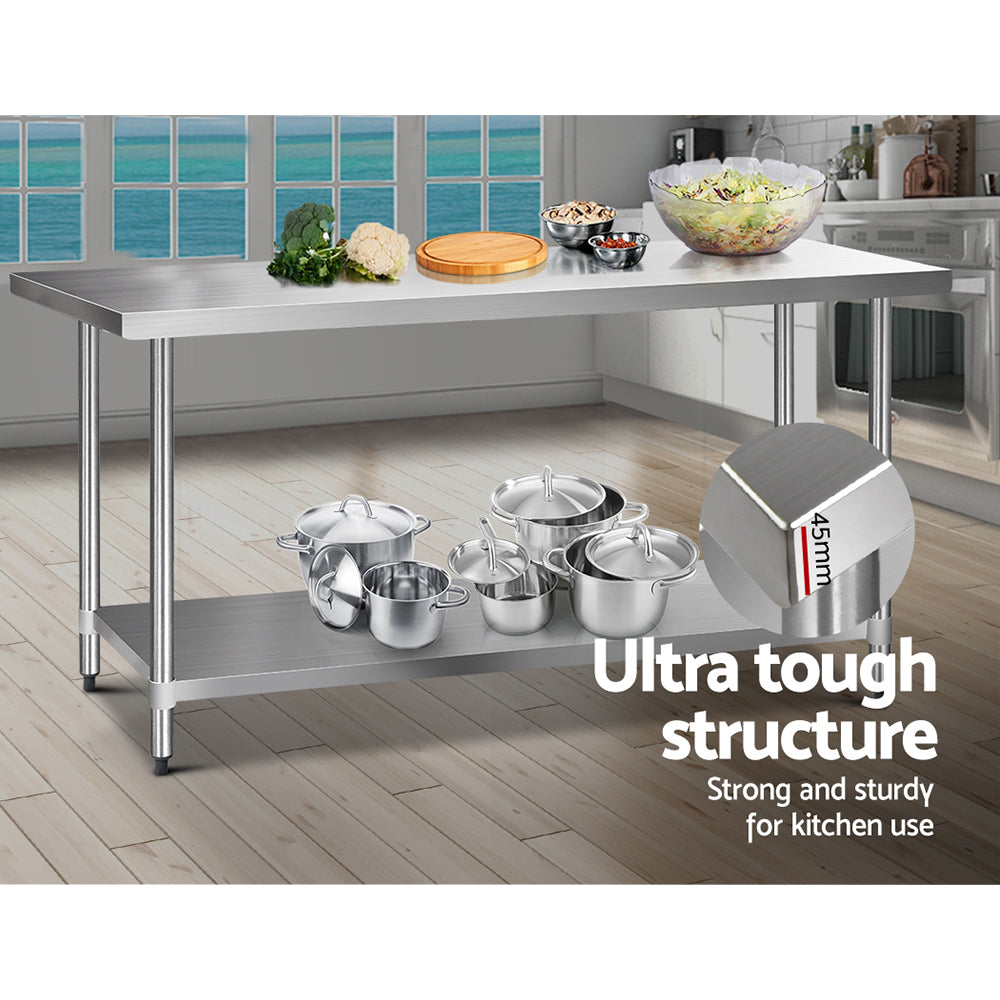 1829 x 762mm Commercial Stainless Steel Kitchen Bench - image4