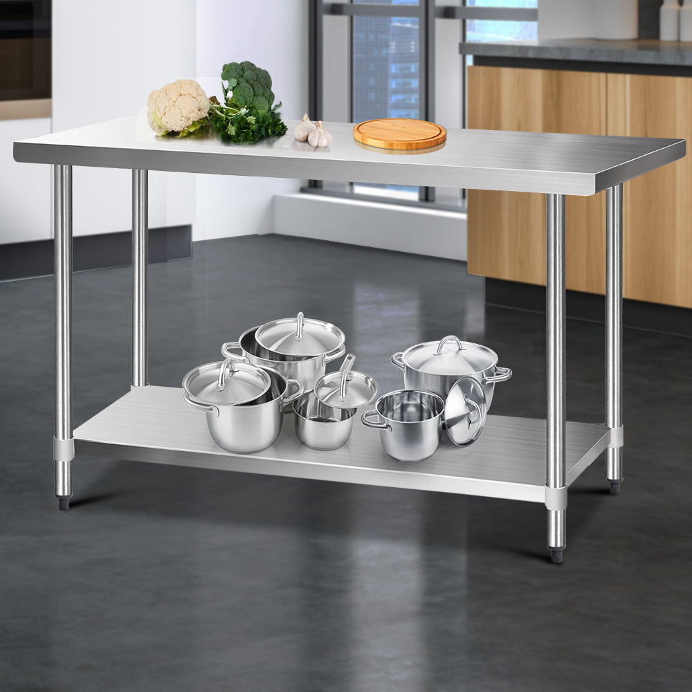 430 Stainless Steel Kitchen Benches Work Bench Food Prep Table with Wheels 1524MM x 610MM - image7