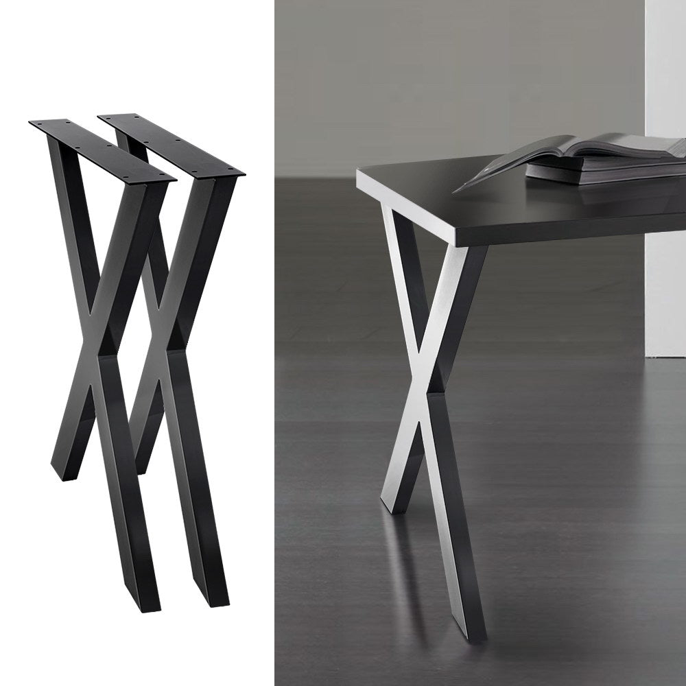 2x Metal Legs Coffee Dining Table Steel Industrial Vintage Bench X Shape 710MM - image7