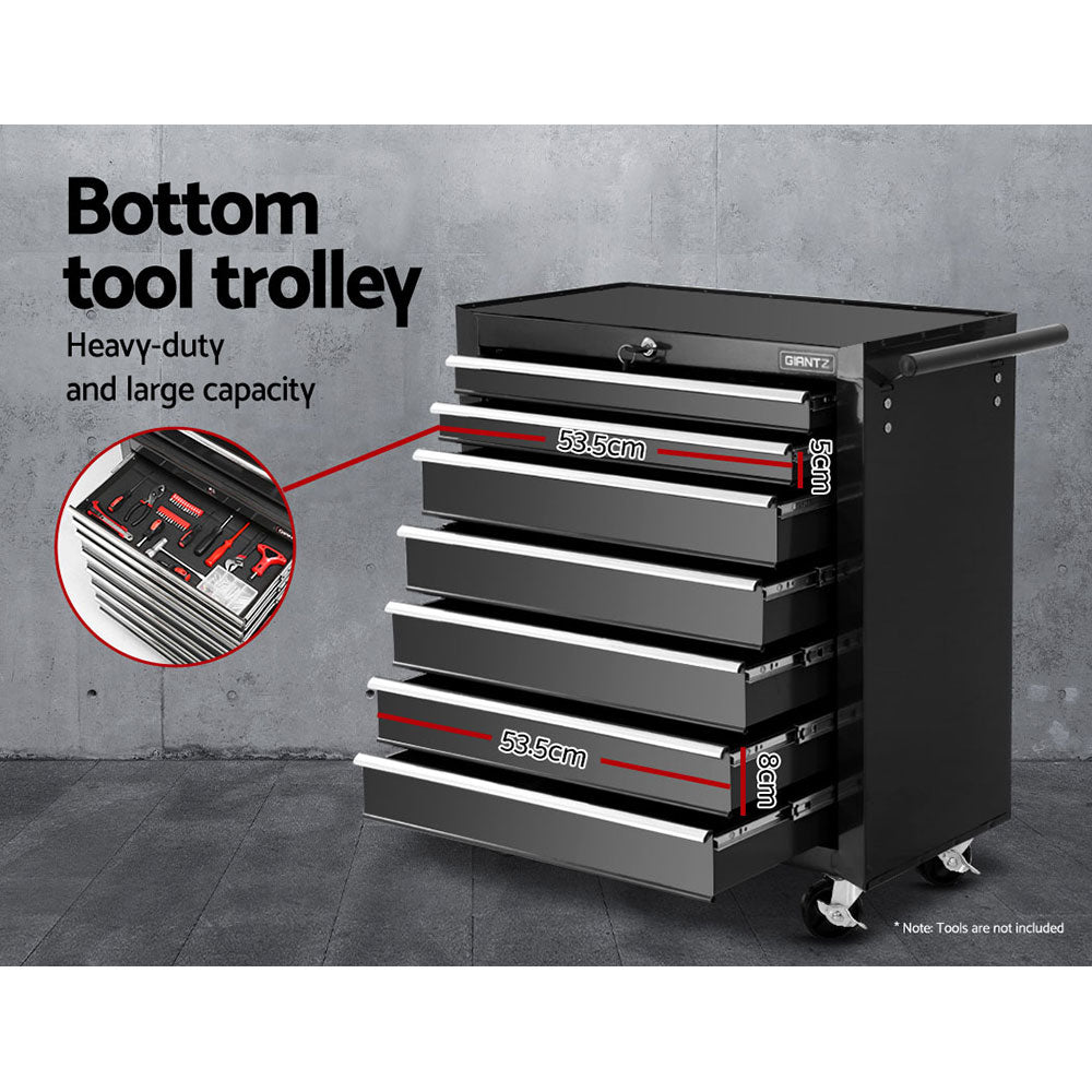 17 Drawers Tool Box Trolley Chest Cabinet Cart Garage Mechanic Toolbox Black - image5