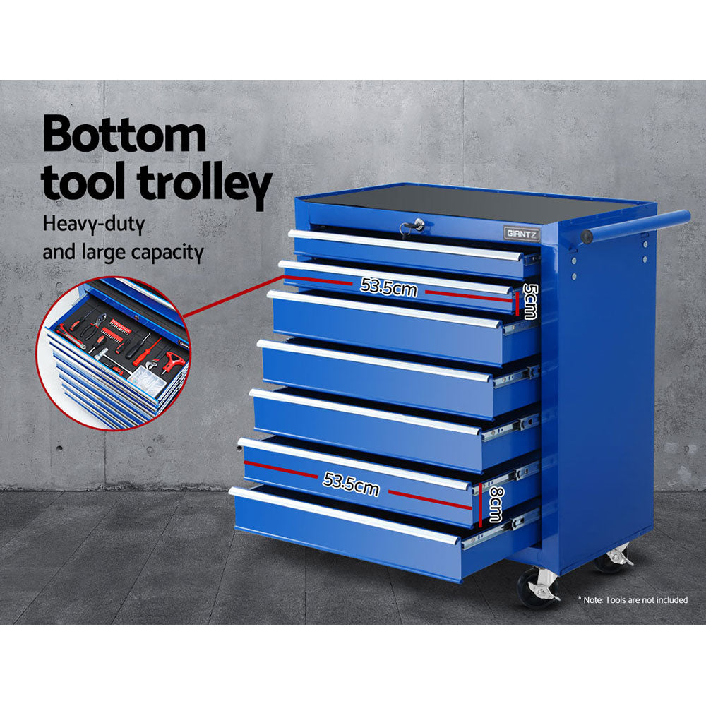 17 Drawers Tool Box Trolley Chest Cabinet Cart Garage Mechanic Toolbox Blue - image5