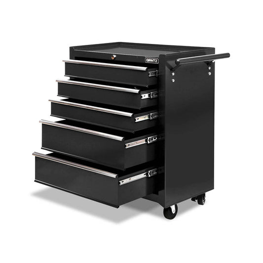 5 Drawer Mechanic Tool Box Storage Trolley - Black - image1