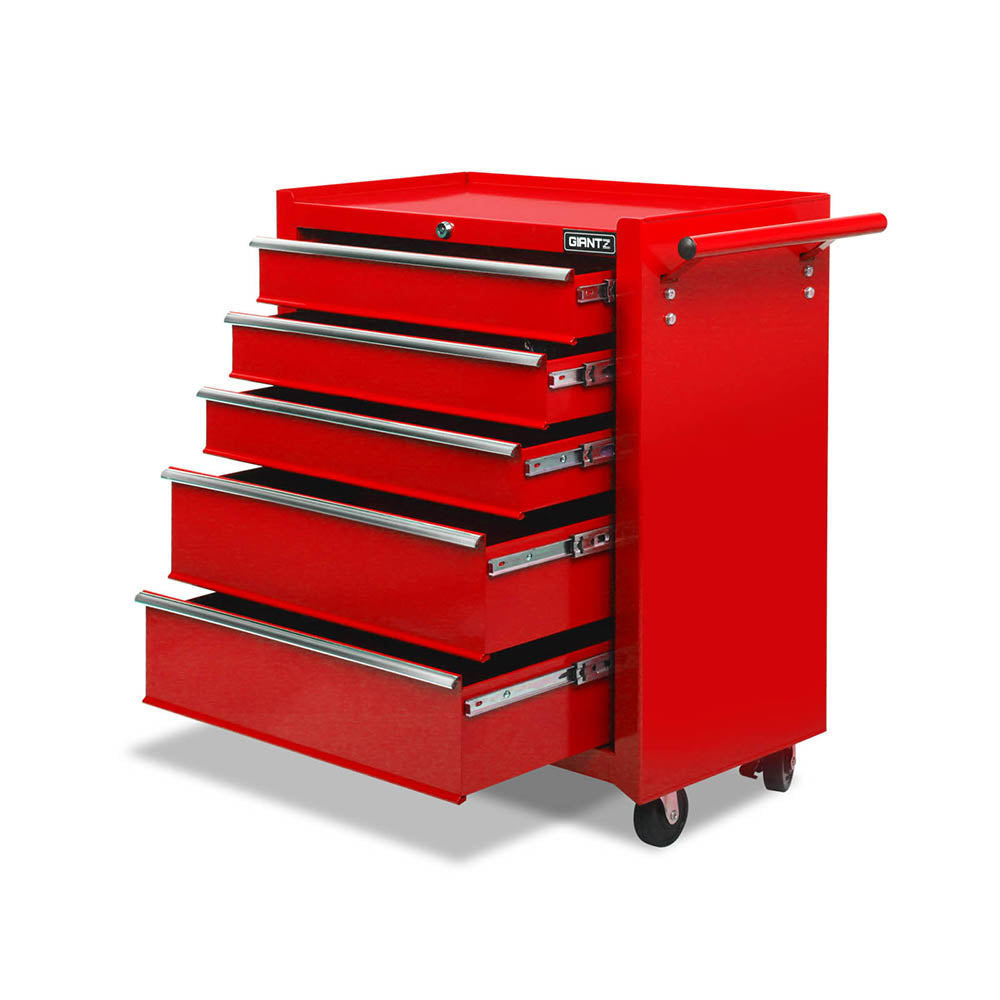 5 Drawer Mechanic Tool Box Storage Trolley - Red - image1