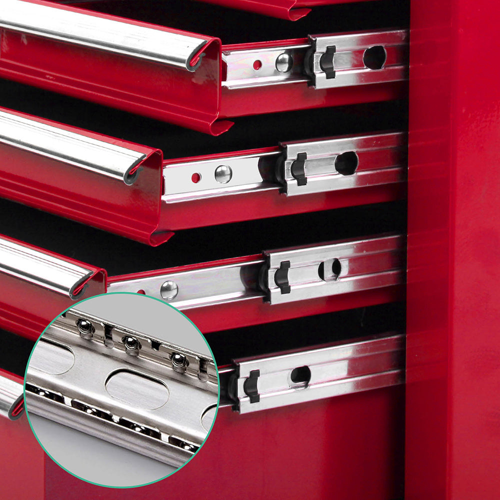 9 Drawer Mechanic Tool Box Storage - Red - image12