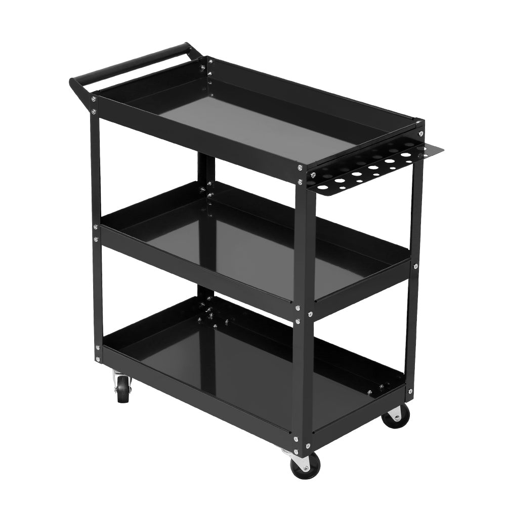 Tool Cart 3 Tier Parts Steel Trolley Mechanic Storage Organizer Black - image3