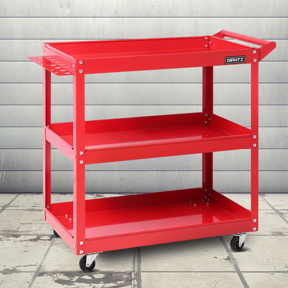 Tool Cart 3 Tier Parts Steel Trolley Mechanic Storage Organizer Red - image7