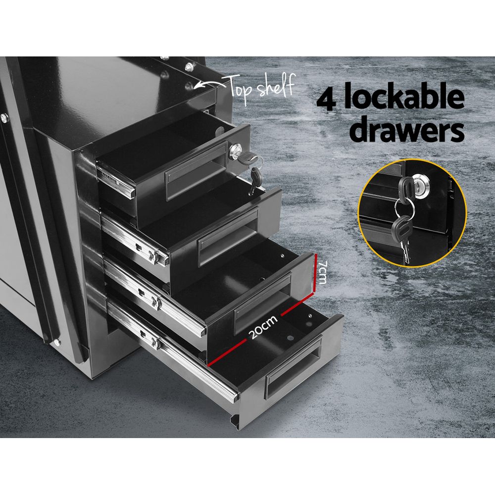 4 Drawer Welding Trolley - Black - image6