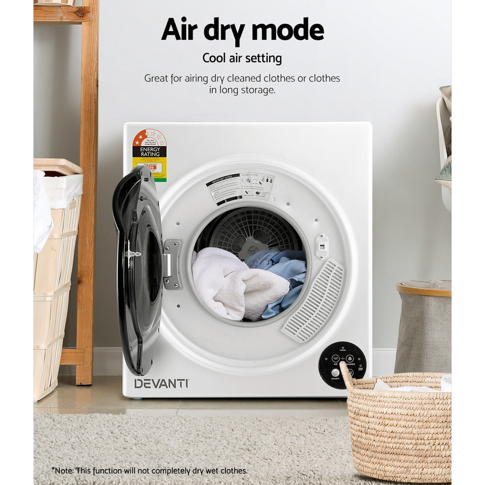 5kg Tumble Dryer Fully Auto Wall Mount Kit Clothes Machine Vented White - image5