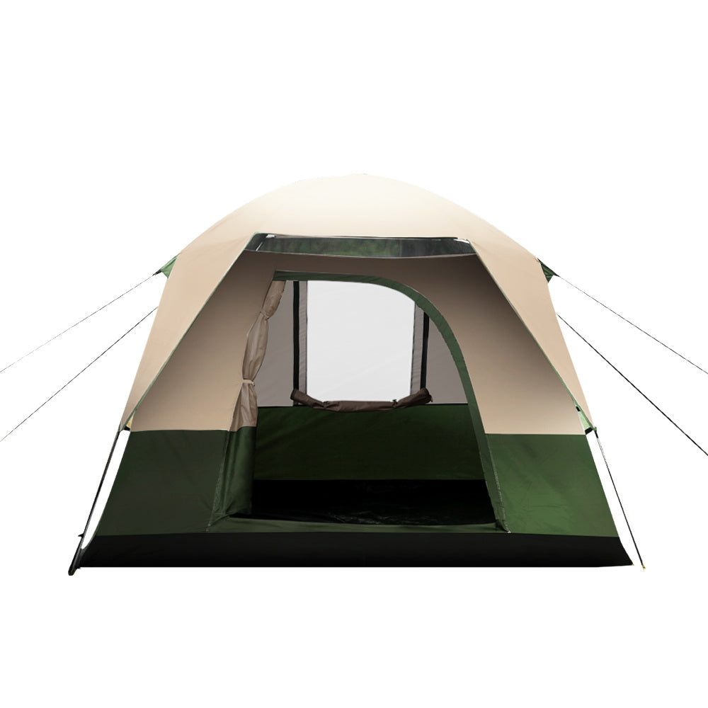 Family Camping Tent 4 Person Hiking Beach Tents Canvas Ripstop Green - image3