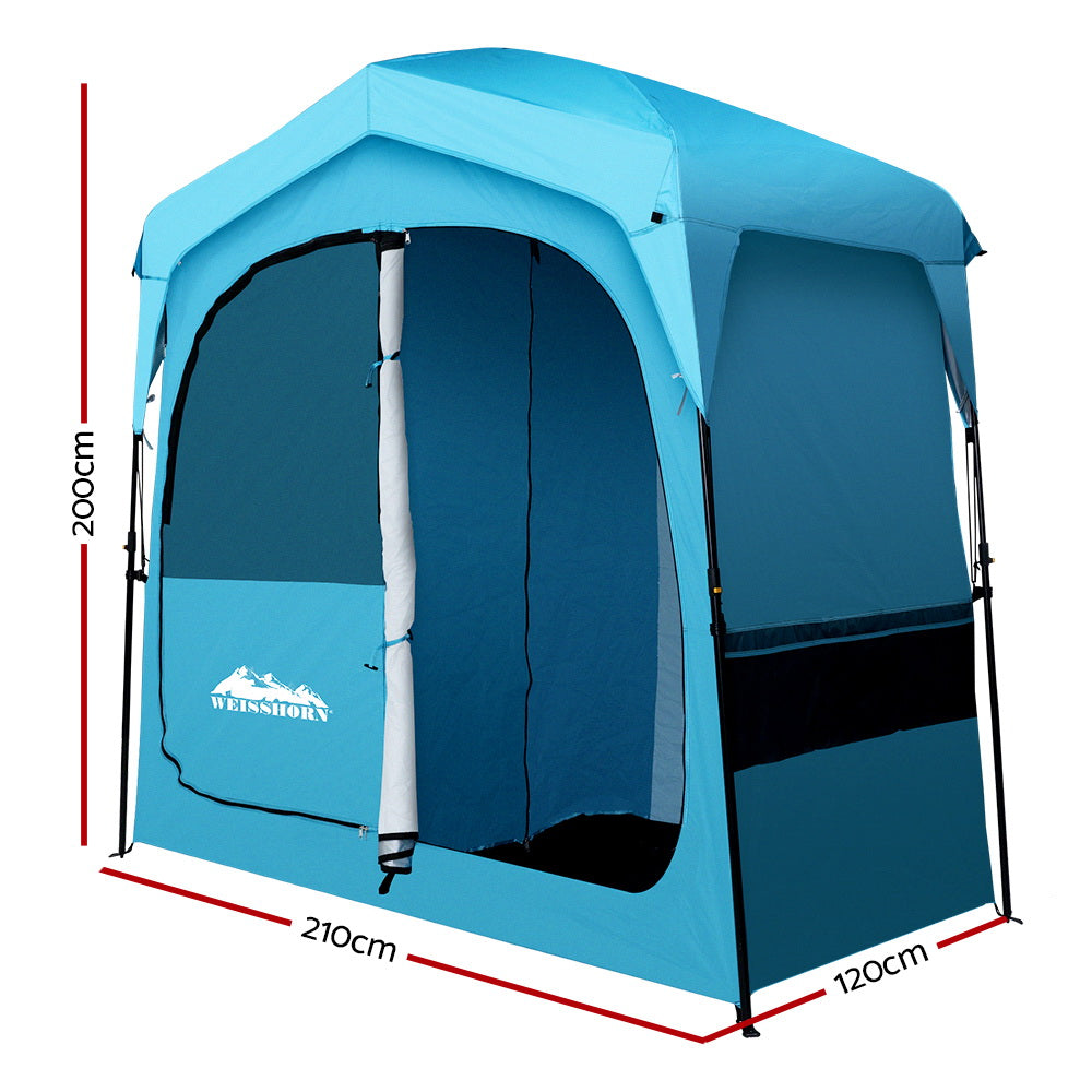 Pop Up Camping Shower Tent Portable Toilet Outdoor Change Room Blue - image2