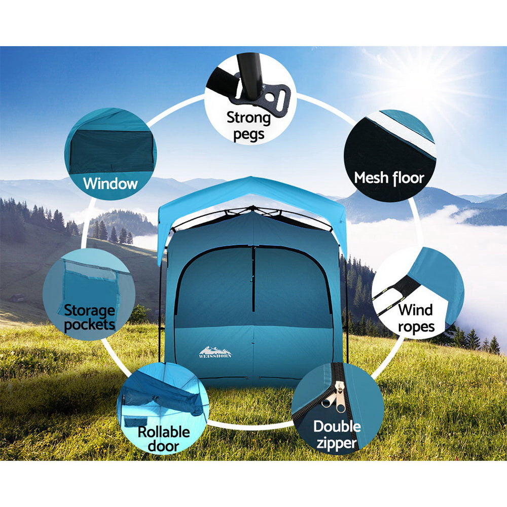 Pop Up Camping Shower Tent Portable Toilet Outdoor Change Room Blue - image5