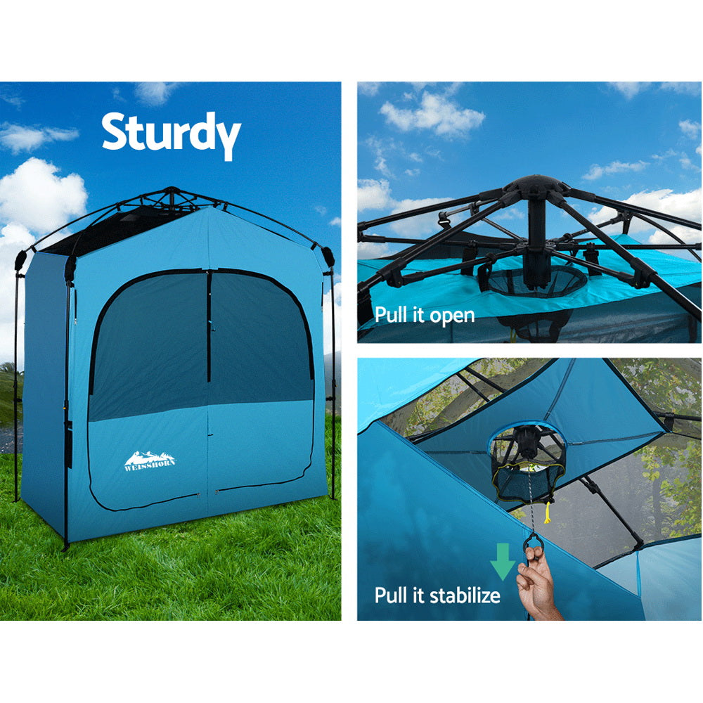 Pop Up Camping Shower Tent Portable Toilet Outdoor Change Room Blue - image6