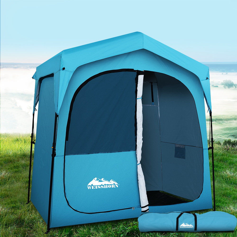 Pop Up Camping Shower Tent Portable Toilet Outdoor Change Room Blue - image7