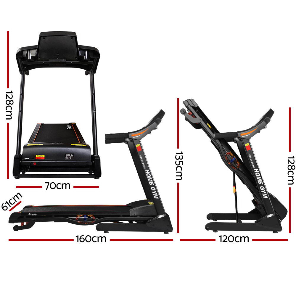 Everfit Electric Treadmill 48cm Incline Running Home Gym Fitness Machine Black - image2