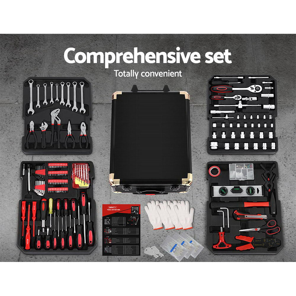 816pcs Tool Kit Trolley Case Mechanics Box Toolbox Portable DIY Set BK - image6