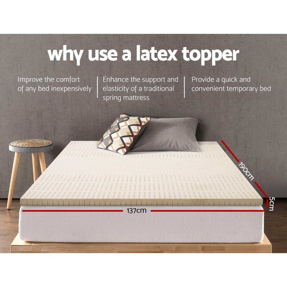Giselle Bedding Pure Natural Latex Mattress Topper 7 Zone 5cm Double - image2