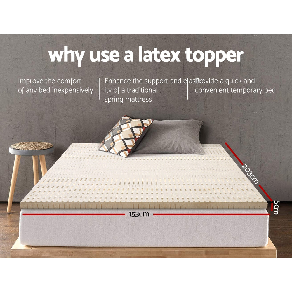 Bedding Pure Natural Latex Mattress Topper 7 Zone 5cm Queen - image2