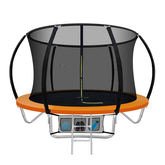 8FT Trampoline Round Trampolines Kids Present Gift Enclosure Safety Net Pad Outdoor Orange - image1