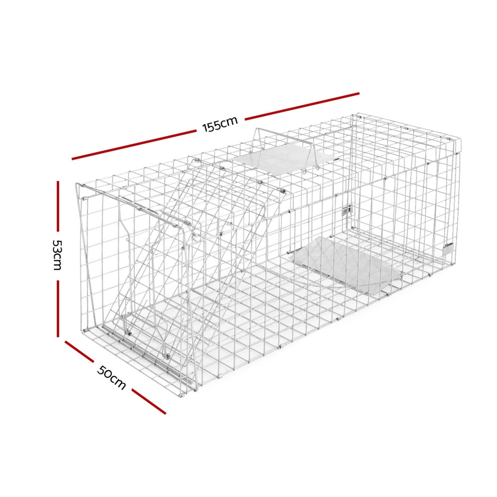 Animal Trap Cage 150 x 50 x 53cm  - Silver - image2