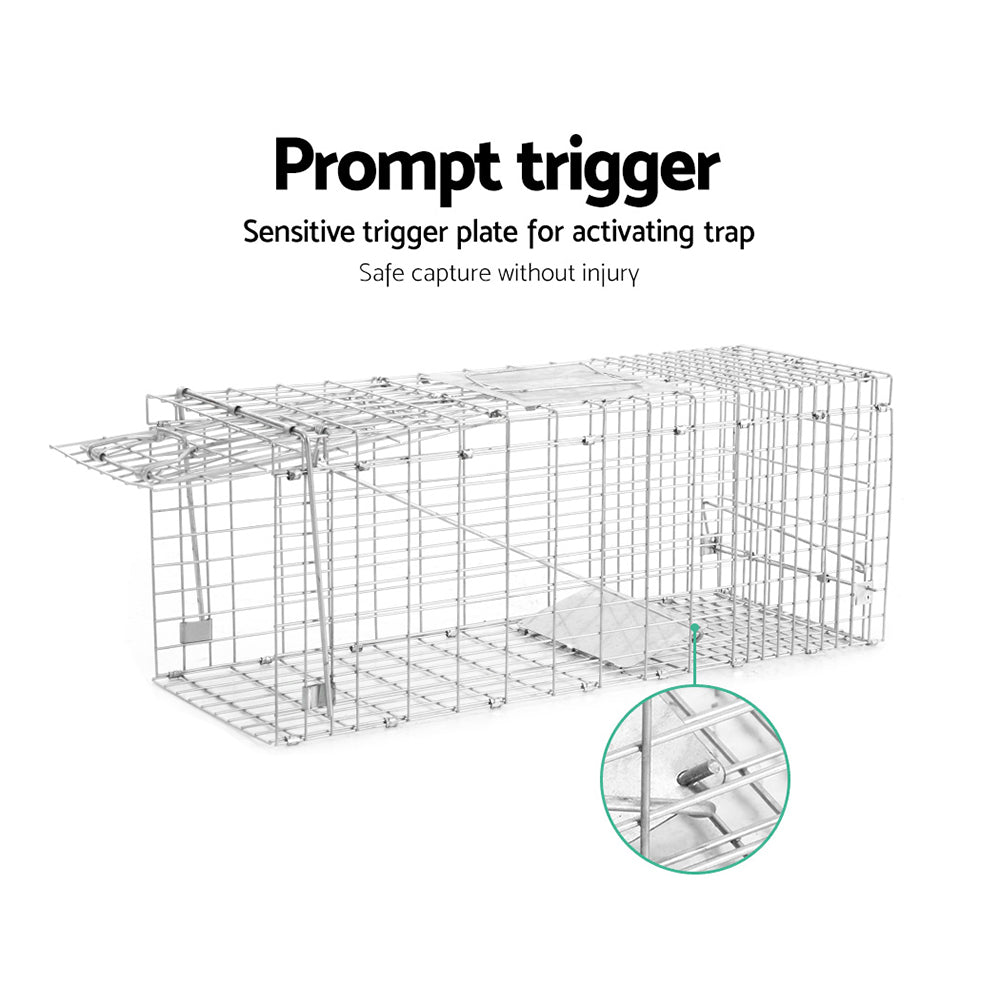 Set of 2 Humane Animal Trap Cage 66 x 23 x 25cm  - Silver - image5