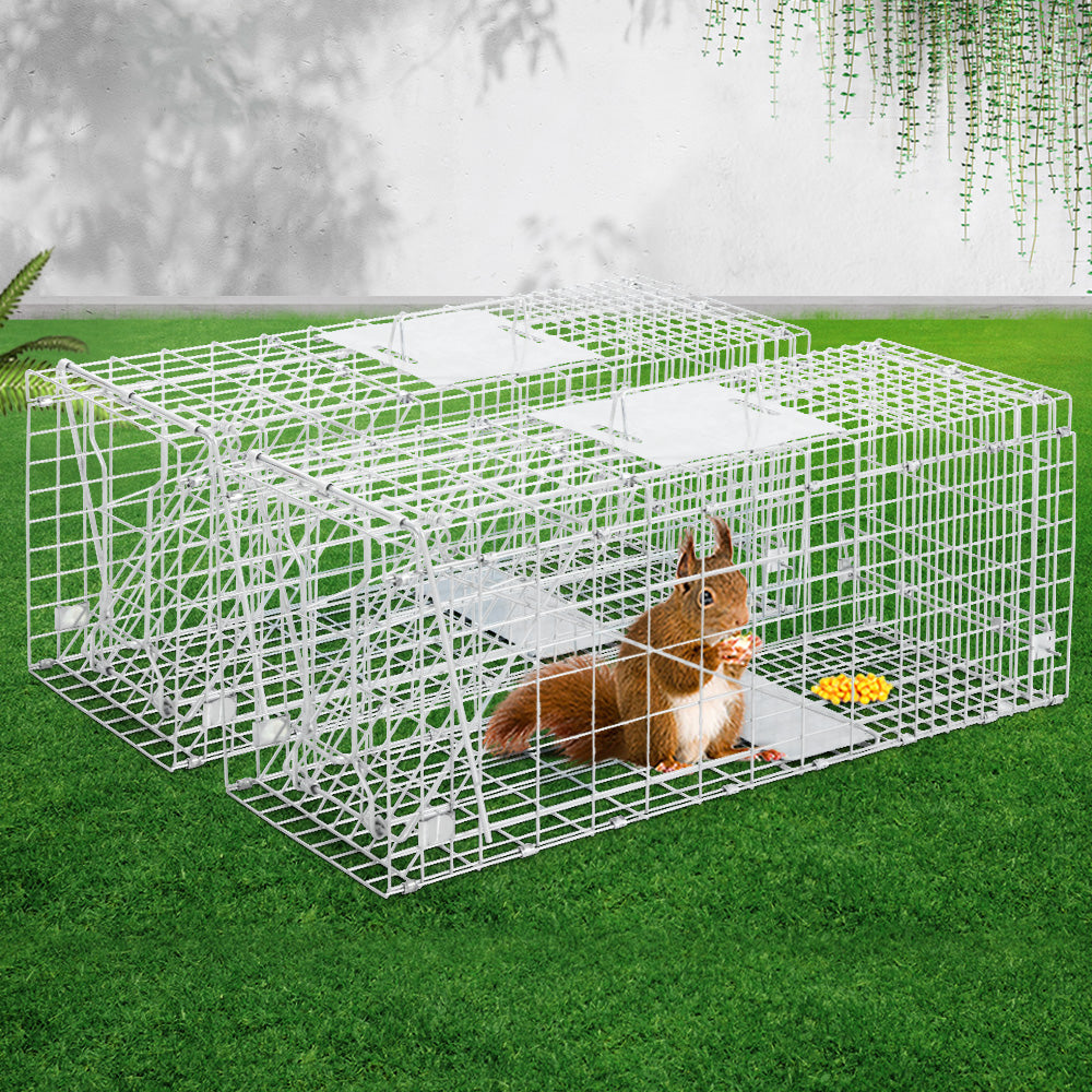 Set of 2 Humane Animal Trap Cage 66 x 23 x 25cm  - Silver - image7