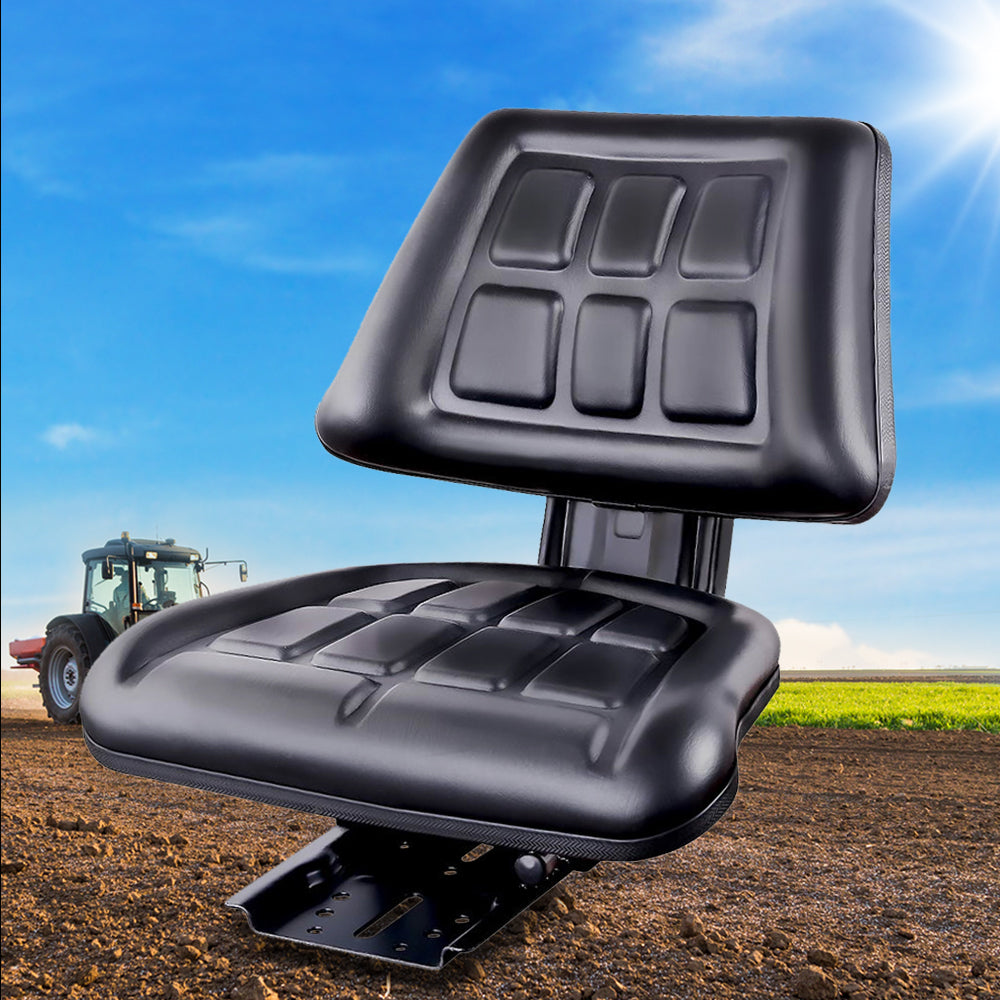 PU Leather Tractor Seat with Sliding Track - Black - image8