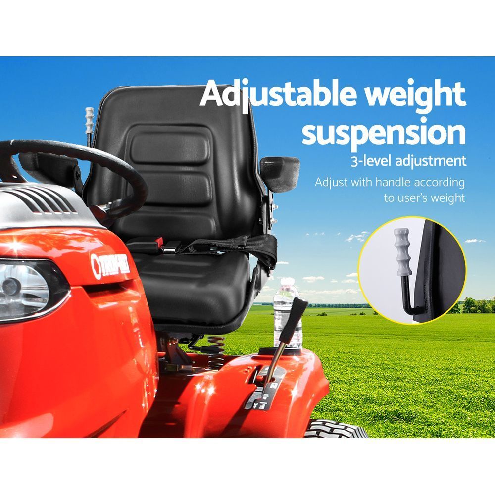 Tractor Seat with Armrest Forklift Excavator Bulldozer Universal Suspension Backrest Truck Chair black - image5