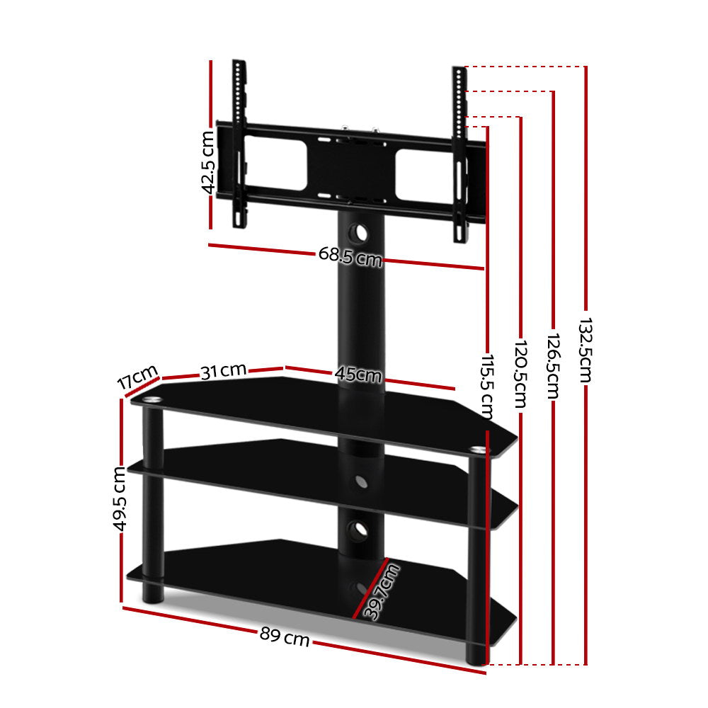 3 Tier Floor TV Stand with Bracket Shelf Mount - image2