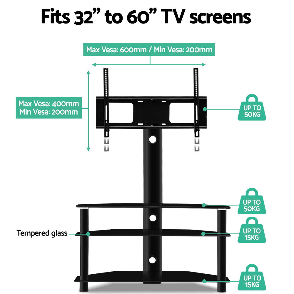 3 Tier Floor TV Stand with Bracket Shelf Mount - image3