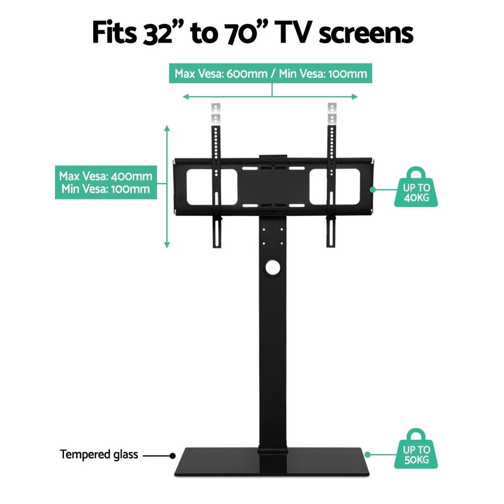 Floor TV Stand Brakcket Mount Swivel Height Adjustable 32 to 70 Inch Black - image3