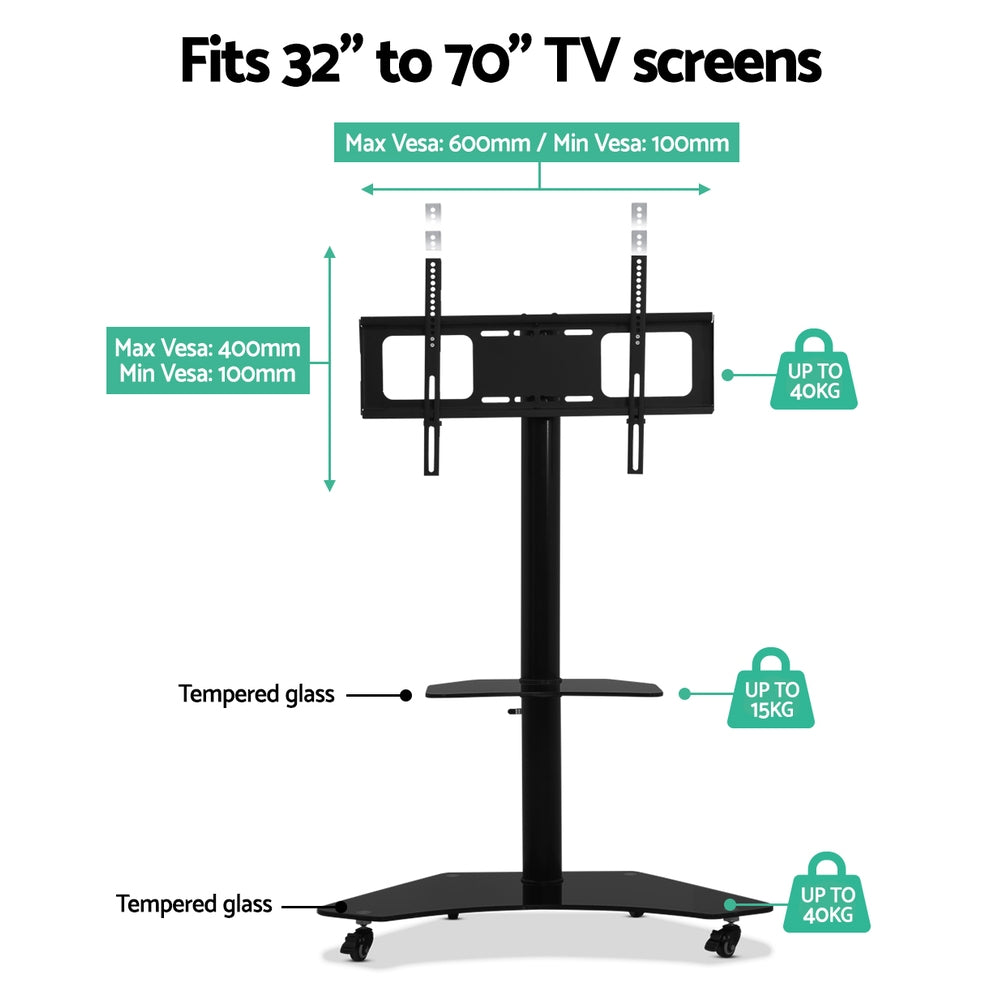 Floor TV Stand Brakcket Mount Swivel Height Adjustable 32 to 70 Inch Black - image3