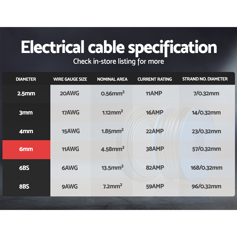 Twin Core Wire Electrical Automotive Cable 2 Sheath 450V 6MM 30M - image4