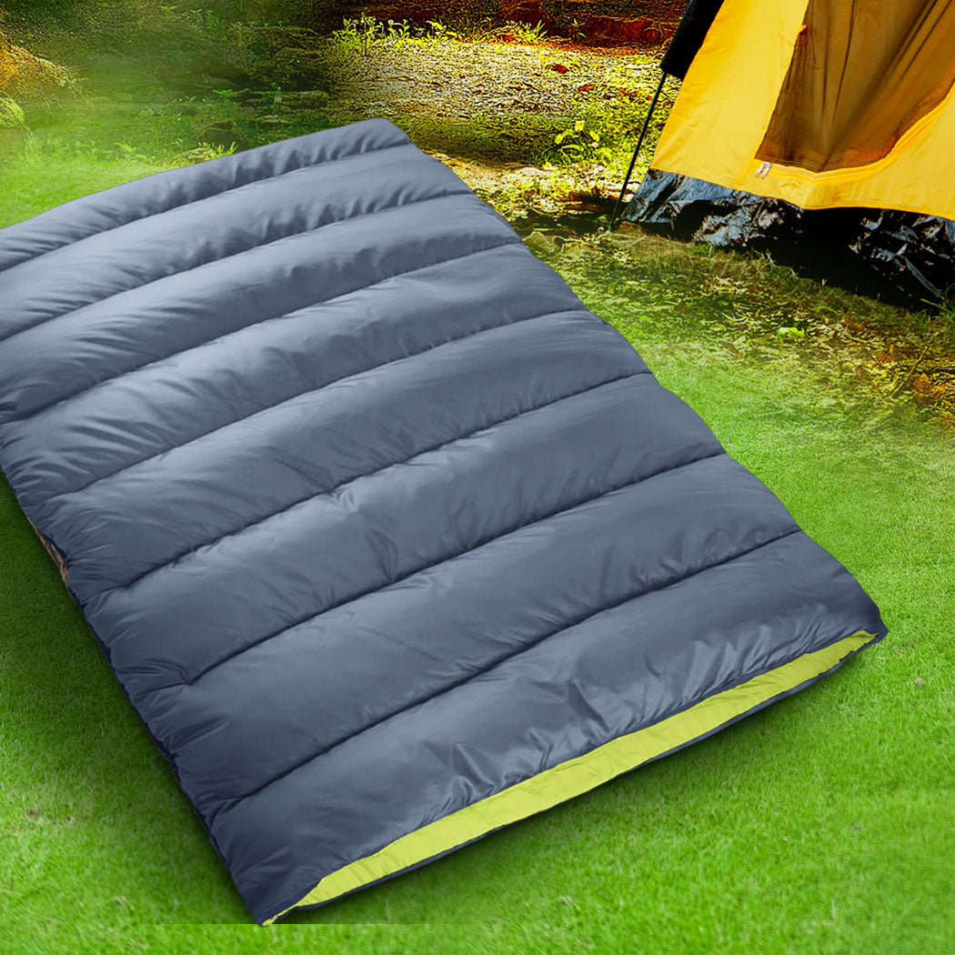 Mountview Double Sleeping Bag Bags Outdoor Camping Hiking Thermal -10√¢‚Äû∆í Tent Grey - image8