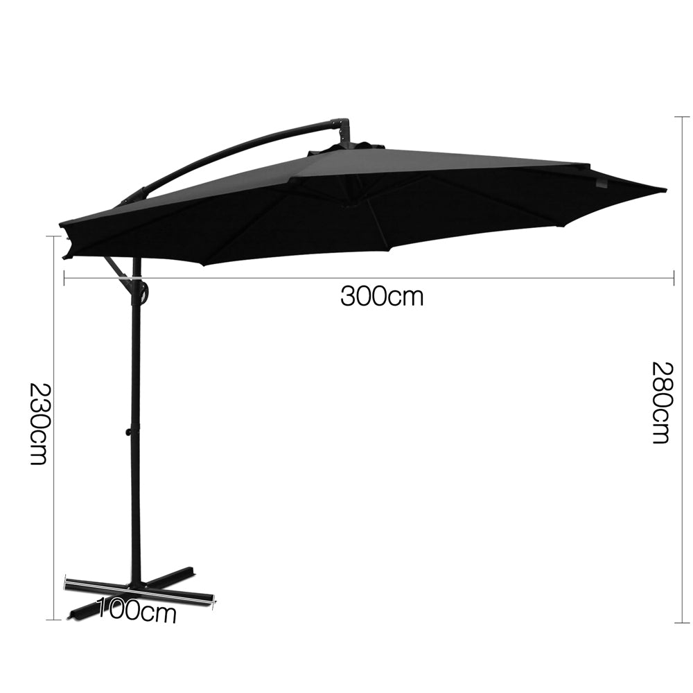 3M Cantilevered Outdoor Umbrella - Black - image2