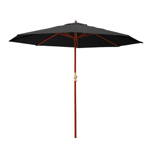 Instahut 3M Outdoor Pole Umbrella Cantilever Stand Garden Umbrellas Patio Black - image1