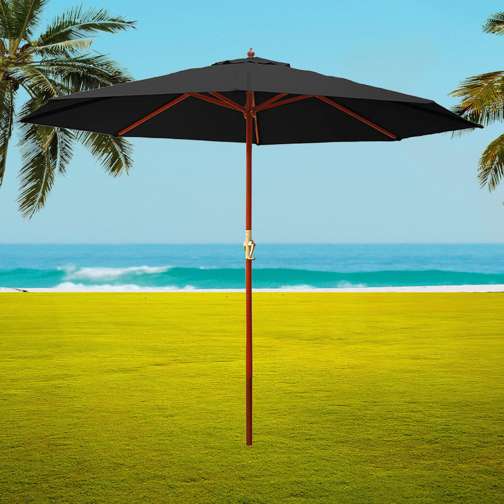 Instahut 3M Outdoor Pole Umbrella Cantilever Stand Garden Umbrellas Patio Black - image7