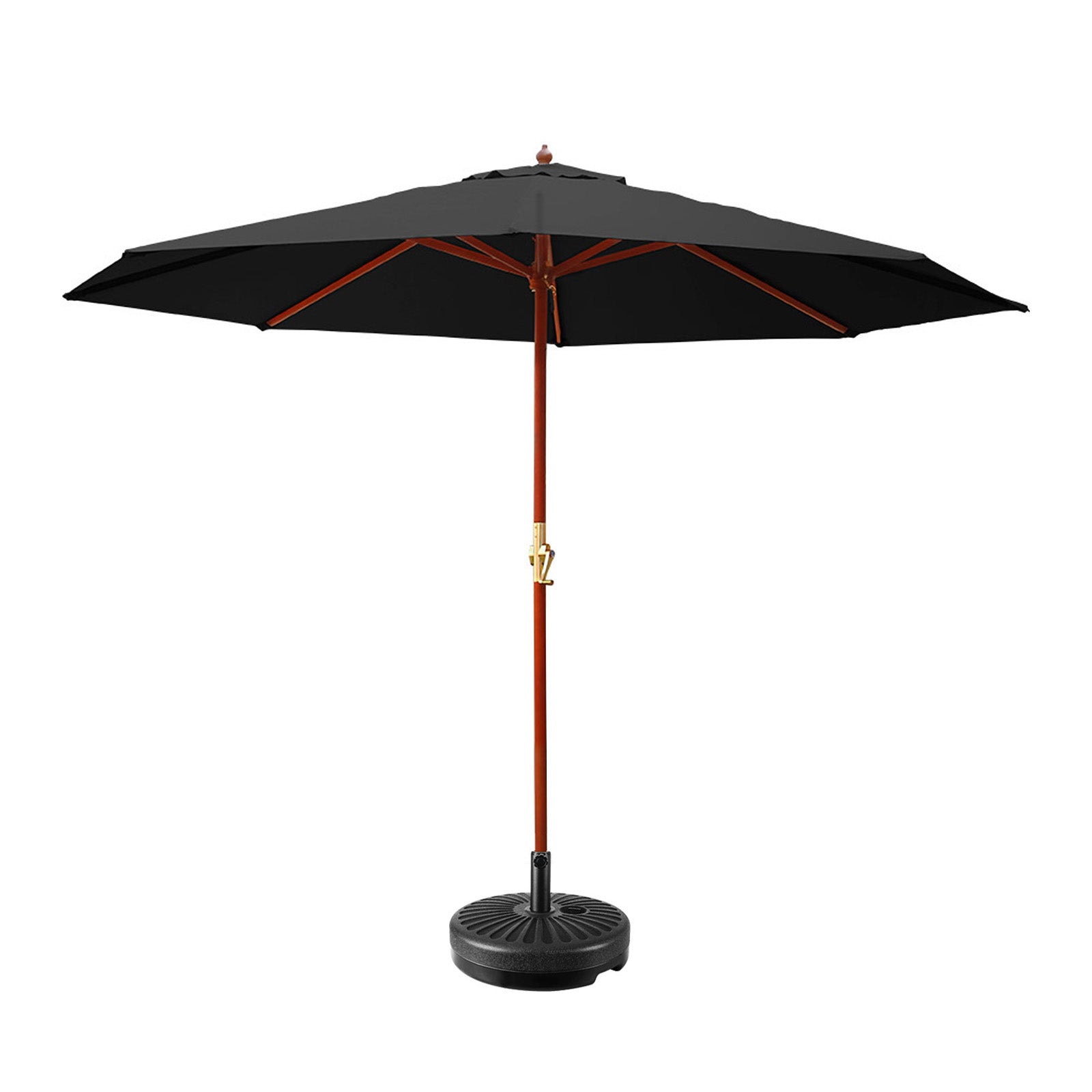 Instahut 3M Umbrella with Base Outdoor Pole Umbrellas Garden Stand Deck Black - image1