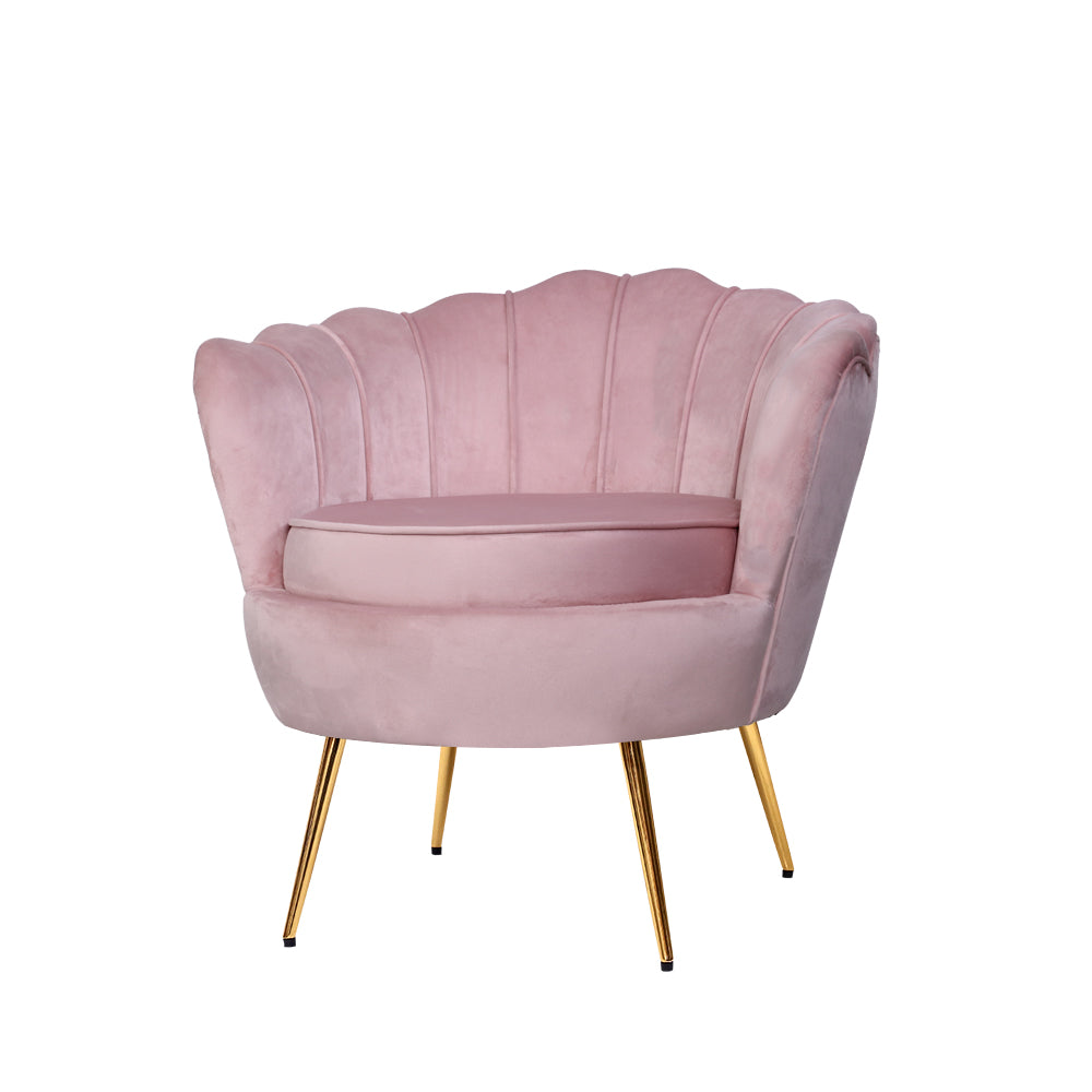 Armchair Lounge Chair Accent Armchairs Retro Single Sofa Velvet Pink - image1