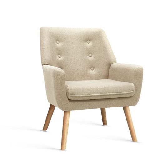 Fabric Dining Armchair - Beige - image1