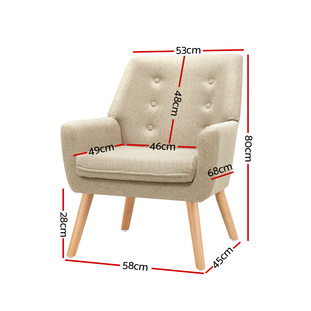 Fabric Dining Armchair - Beige - image2