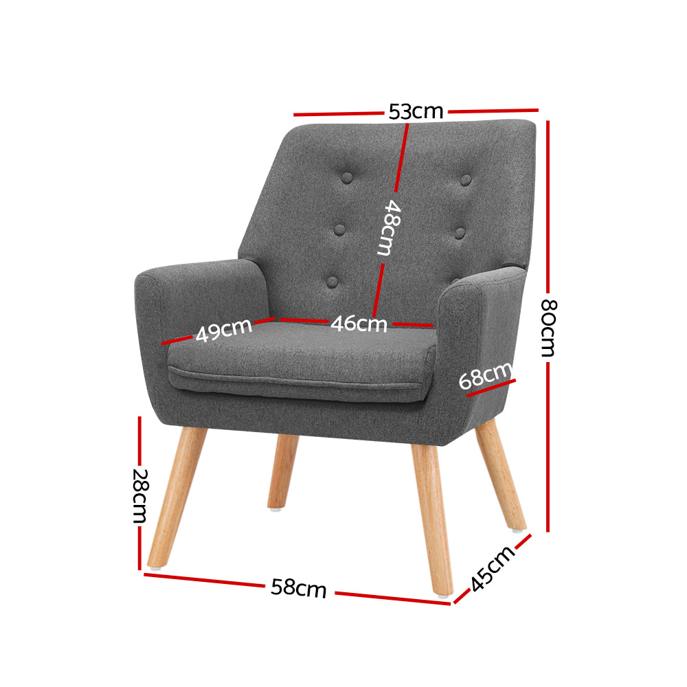 Fabric Dining Armchair - Grey - image2