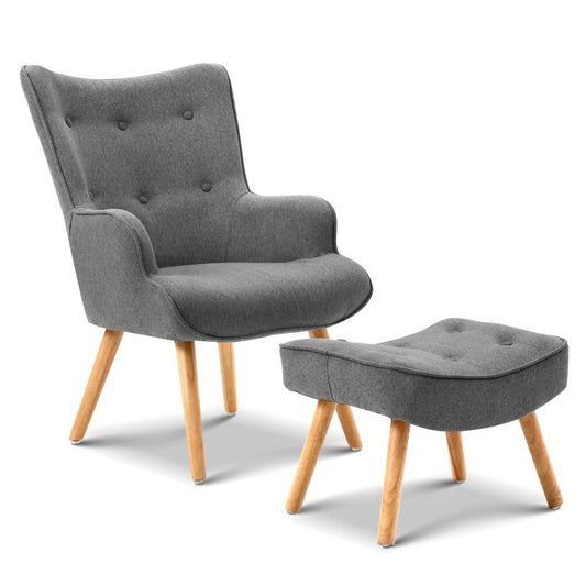 Armchair and Ottoman - Grey - image1