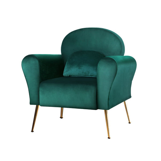 Armchair Lounge Chair Accent Armchairs Chairs Sofa Green Cushion Velvet - image1