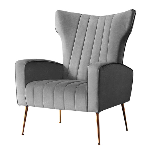 Armchair Lounge Accent Chairs Armchairs Chair Velvet Sofa Grey Seat - image1