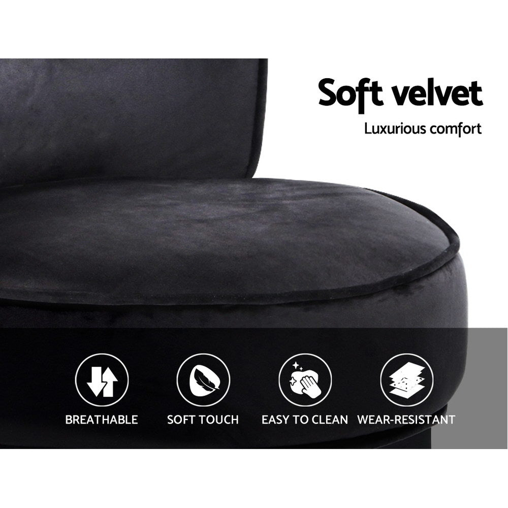 Velvet Vanity Stool Backrest Stools Dressing Table Chair Makeup Bedroom Black - image6