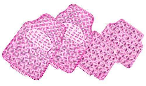 VENOM 4-Piece Car Mat - PINK [Rubber/Aluminium Look] - image1