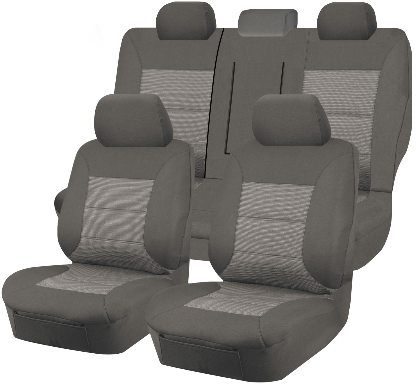 Seat Covers for TOYOTA HIACE CREW VAN LWB 02/2019 -ON 2 ROWS PREMIUM GREY - image1