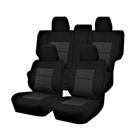 Seat Covers for MITSUBISHI PAJERO NS.NT.NW.NX SERIES 11/2006 - ON LWB 4X4 SUV/WAGON 7 SEATERS FM BLACK PREMIUM - image1